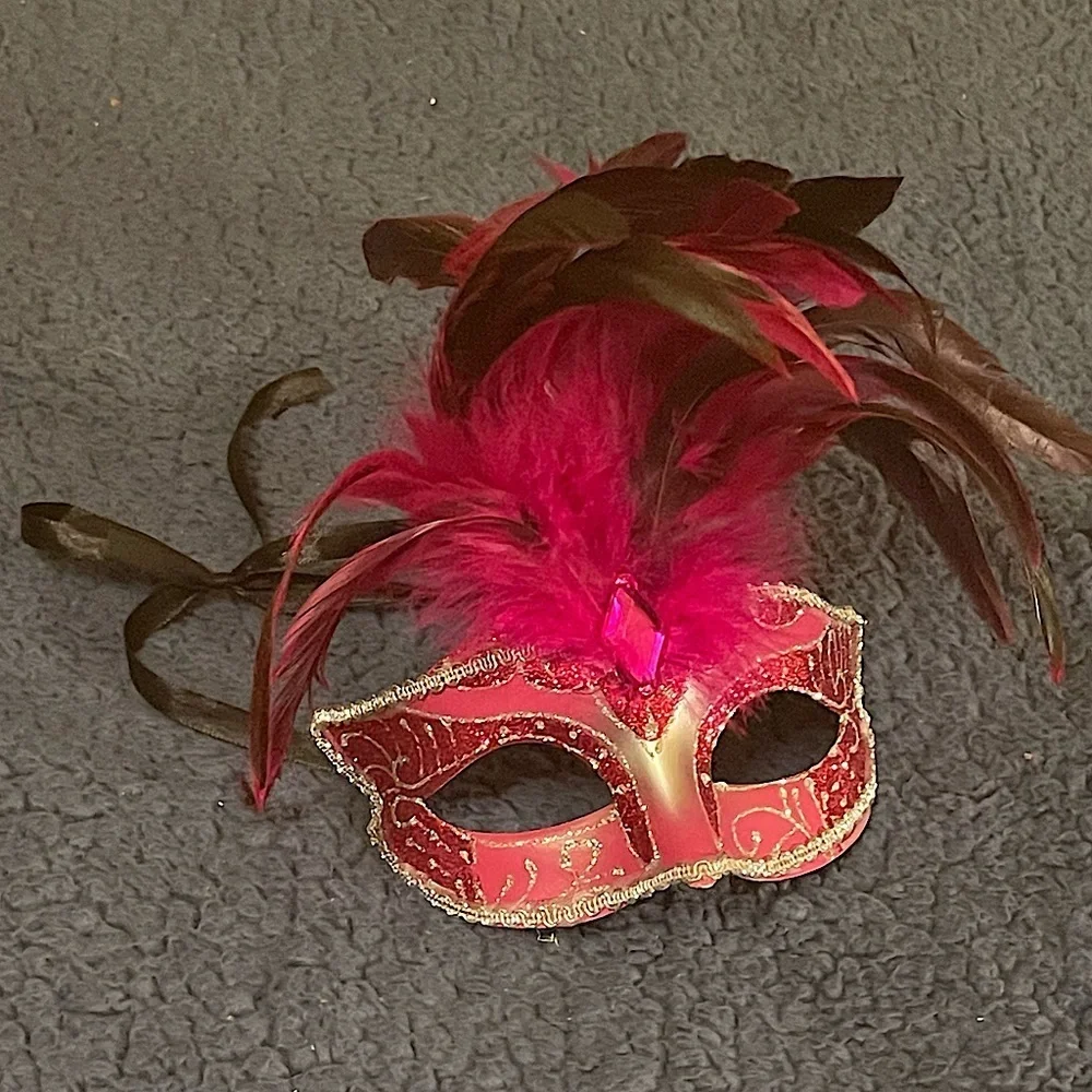 Hot Pink Mardi Gras Masquerade Ball Handmade Adult Mask Handmade Italy